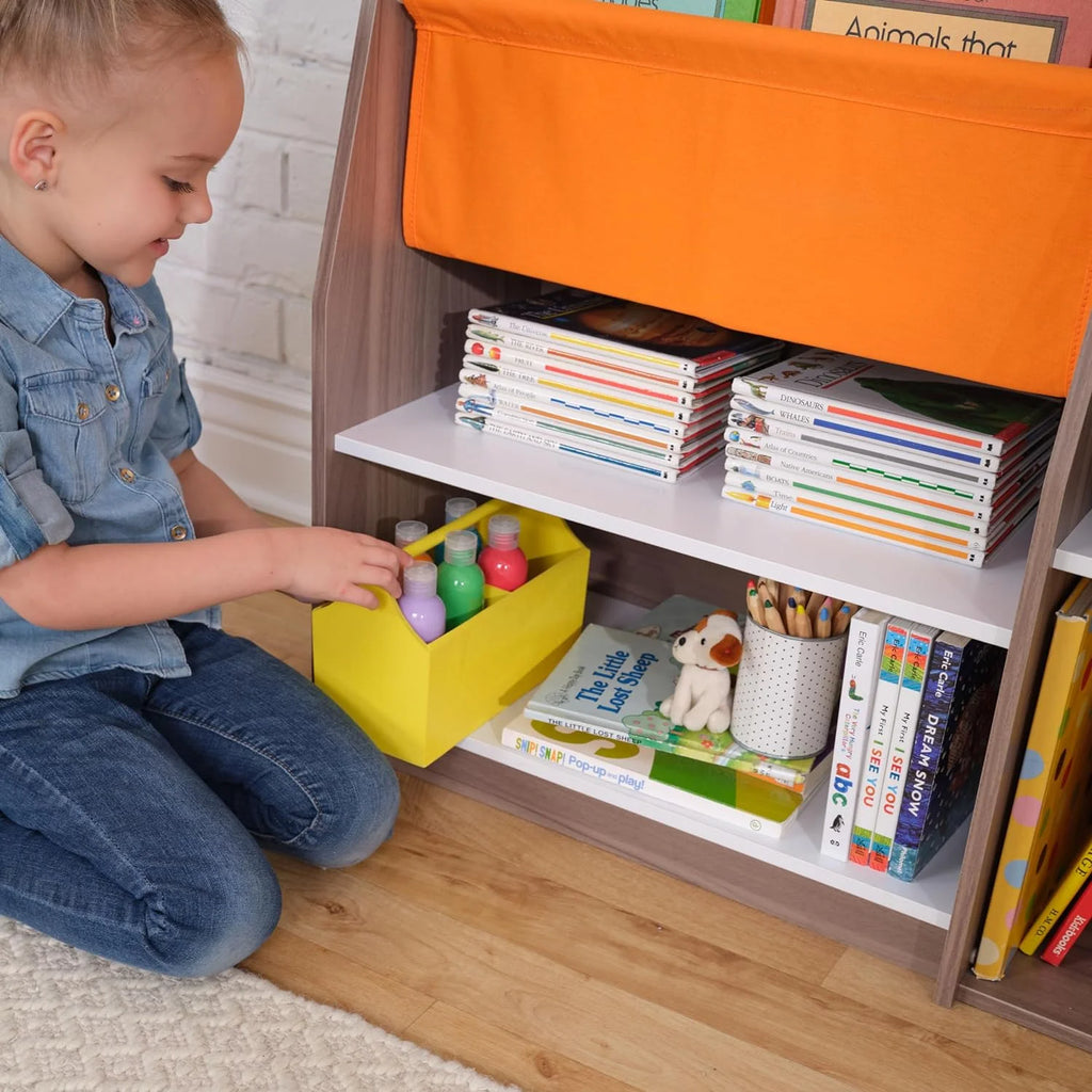 Wood Bookshelf with Slings and Shelves V8867