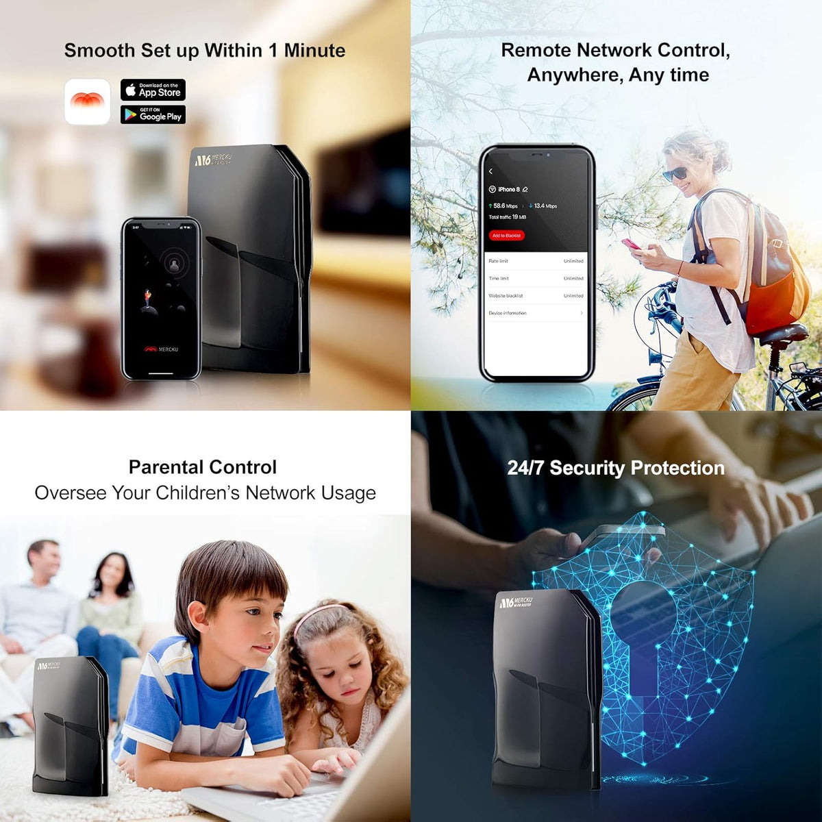 Maroon Red Dual-Band Gigabit Mesh Wi-Fi 6 Router A139