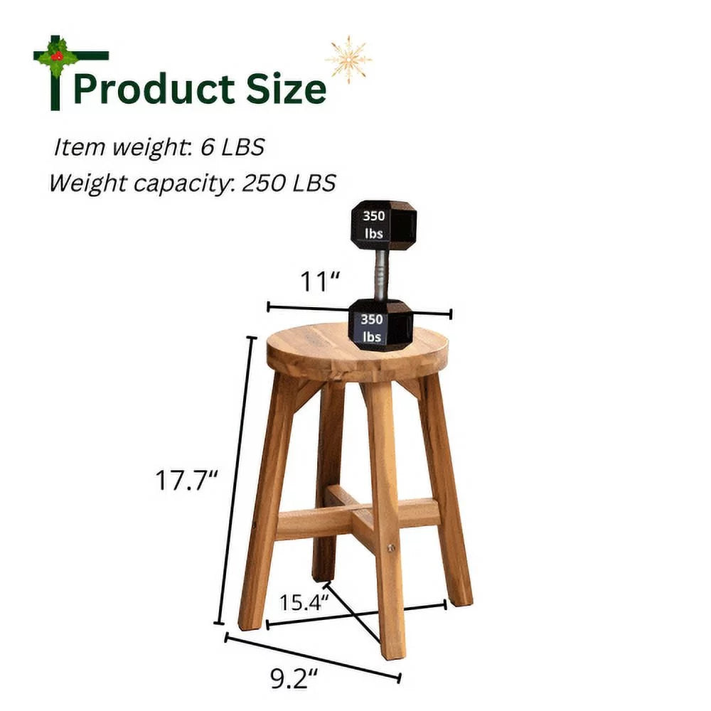 Acacia Wood Stool Round Top Natural Q8683