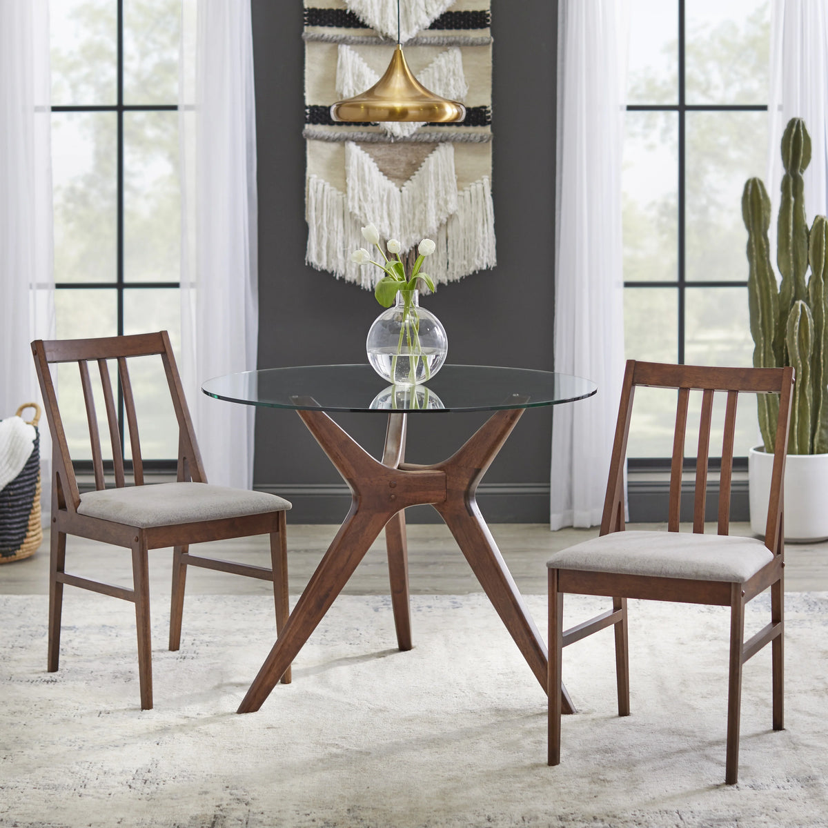 Walnut Dining Chair Set of 2 A212