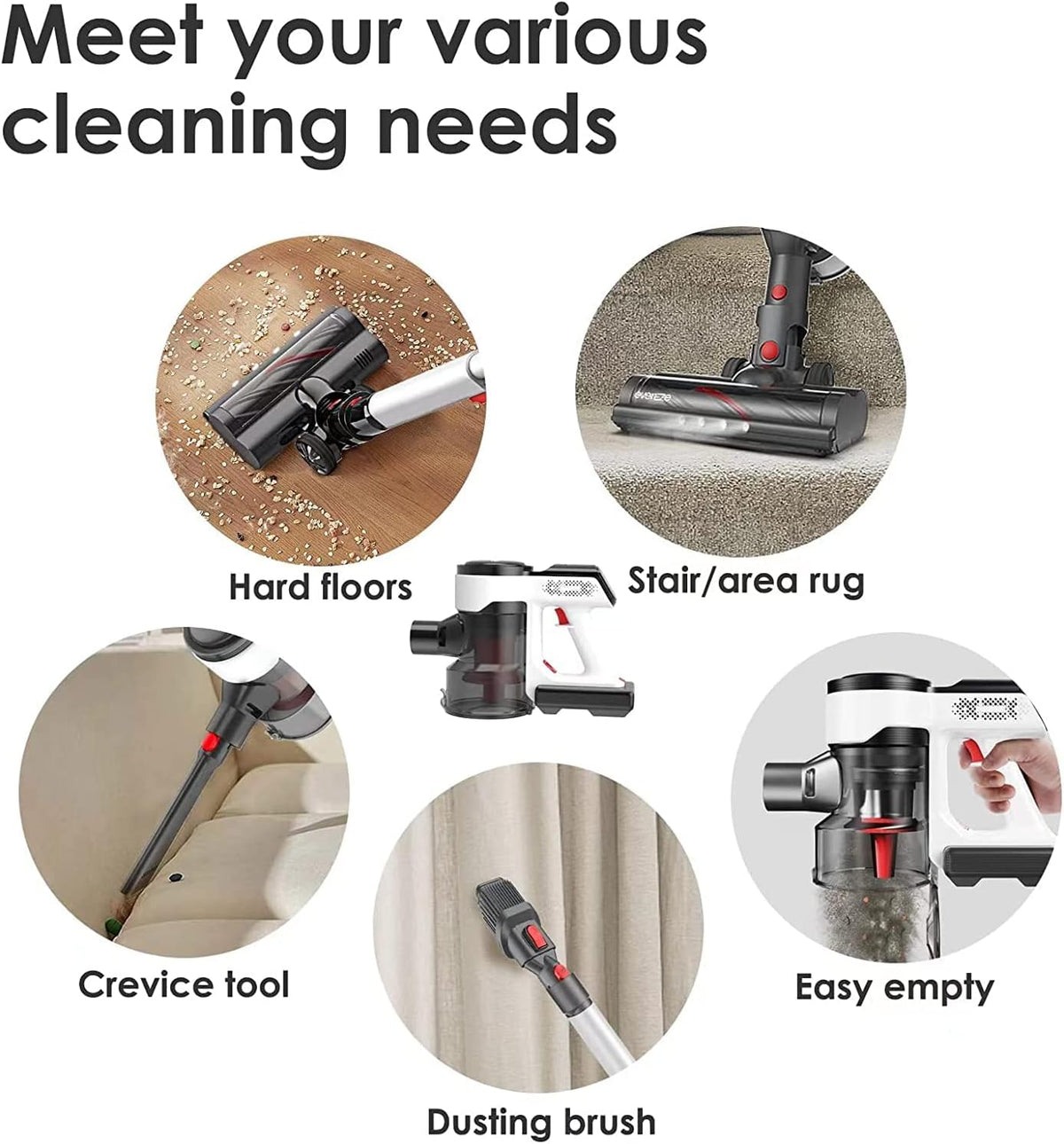 Cordless Stick Vacuum with 25kPa Suction, 50 Mins Runtime, 4 in 1 Lightweight Z7782