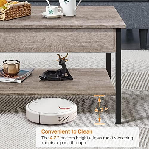 Industrial Lift Top Coffee Table 47.5x24x20 Inches Gray B61675