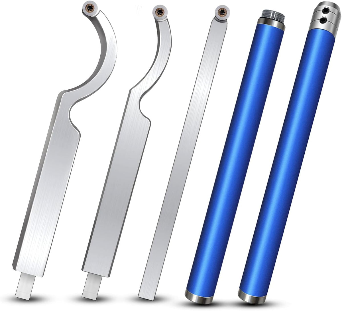 Carbide Tipped Wood Lathe Turning Tools Set with Interchangeable Aluminum Alloy Grip Handle S433816
