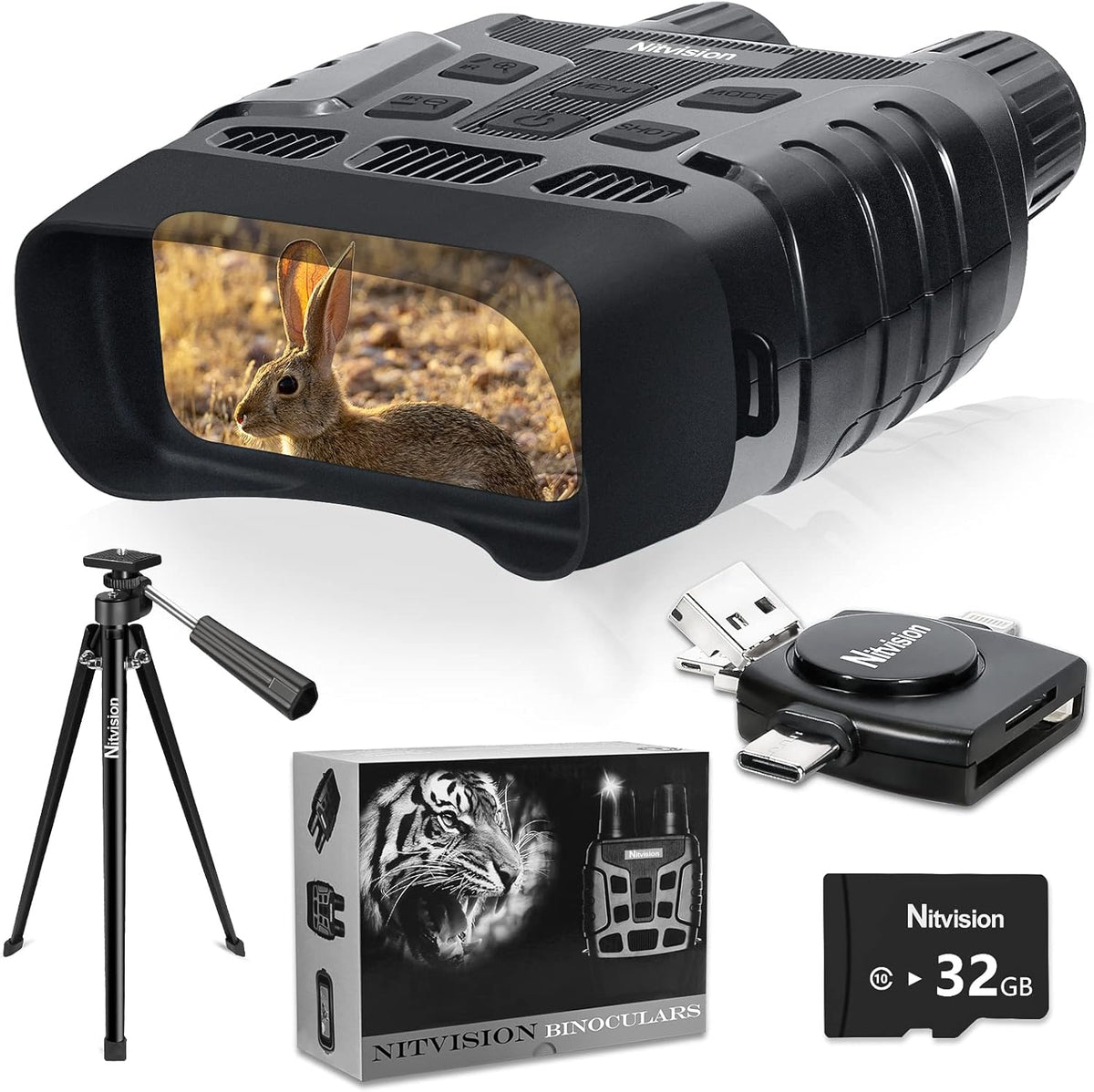 128G SD Card Infrared Night Vision Binoculars with Tripod Stand C637888