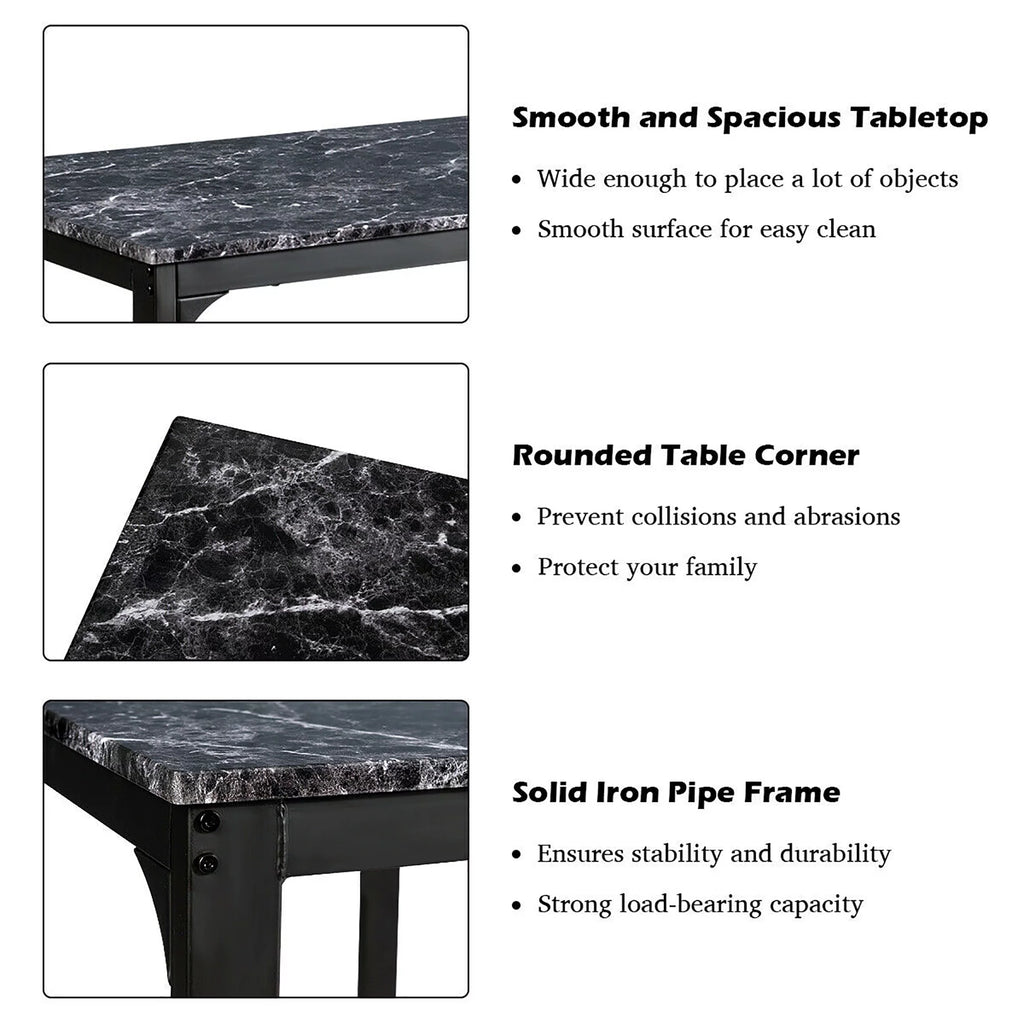 3 Piece Counter Height Dining Set Faux Marble Table 2 Chairs F574187