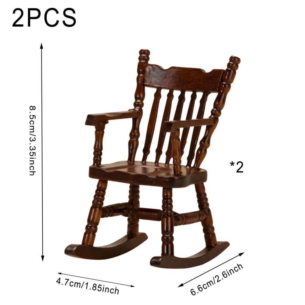 Walnut Dollhouse Rocking Chairs, 2 Pieces U4253