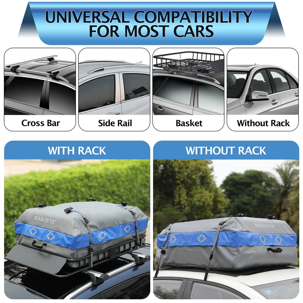Rooftop Cargo Carrier Bag, 21 Cubic Feet Heavy Duty Waterproof Car Bag, 8 Door Hooks, Storage Bag Z265218