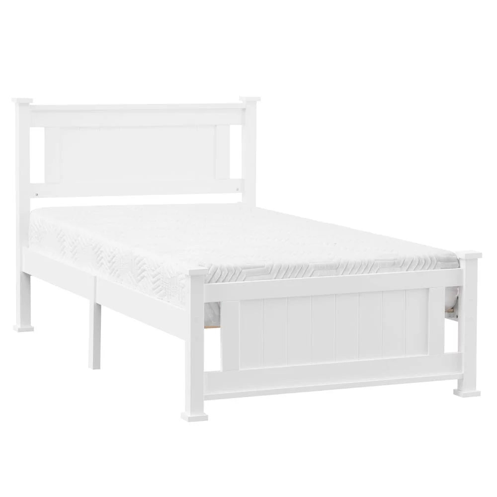 Gray Solid Pine Wood Twin Bed Frame with Headboard X55896