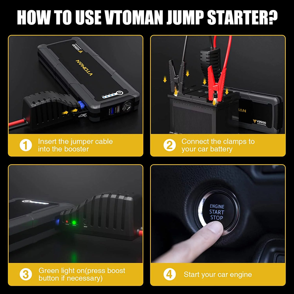 2500A Peak 12V Portable Car Jump Starter X260