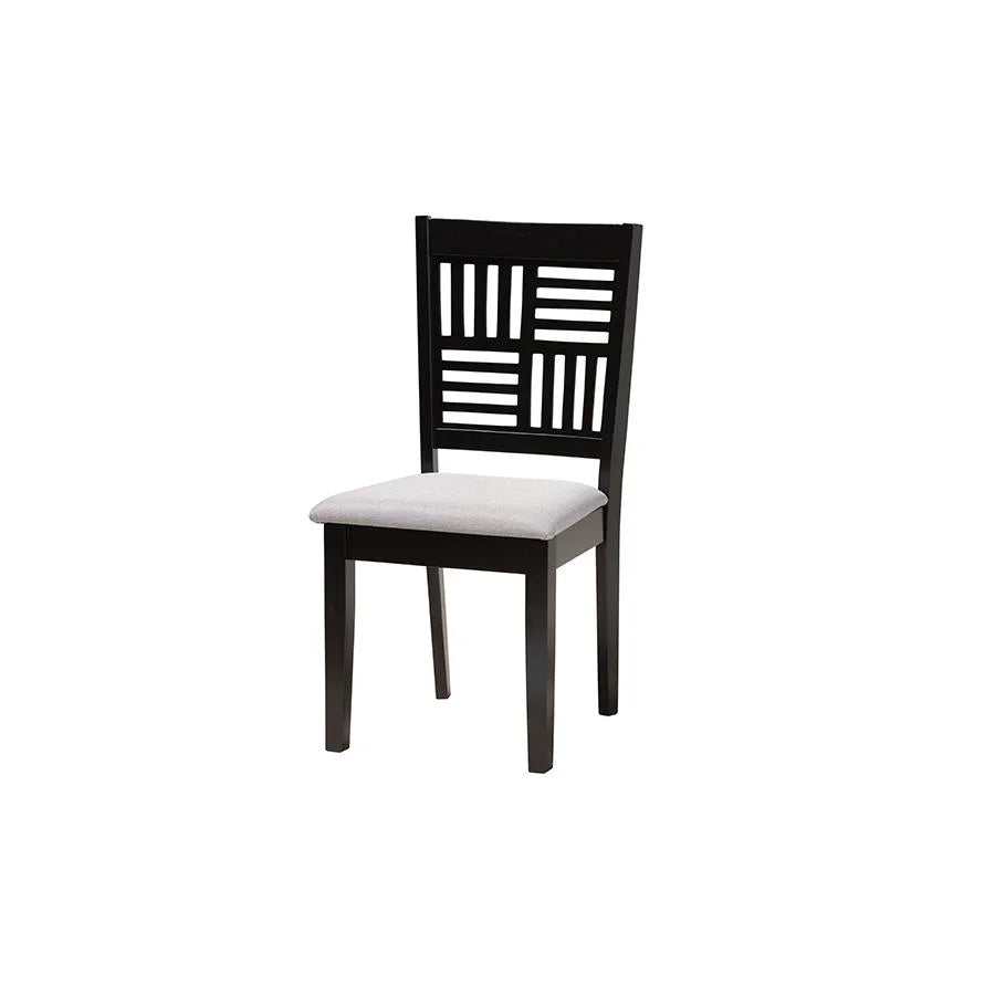 Grey Fabric and Dark Brown Wood 7-Piece Dining Set F60924