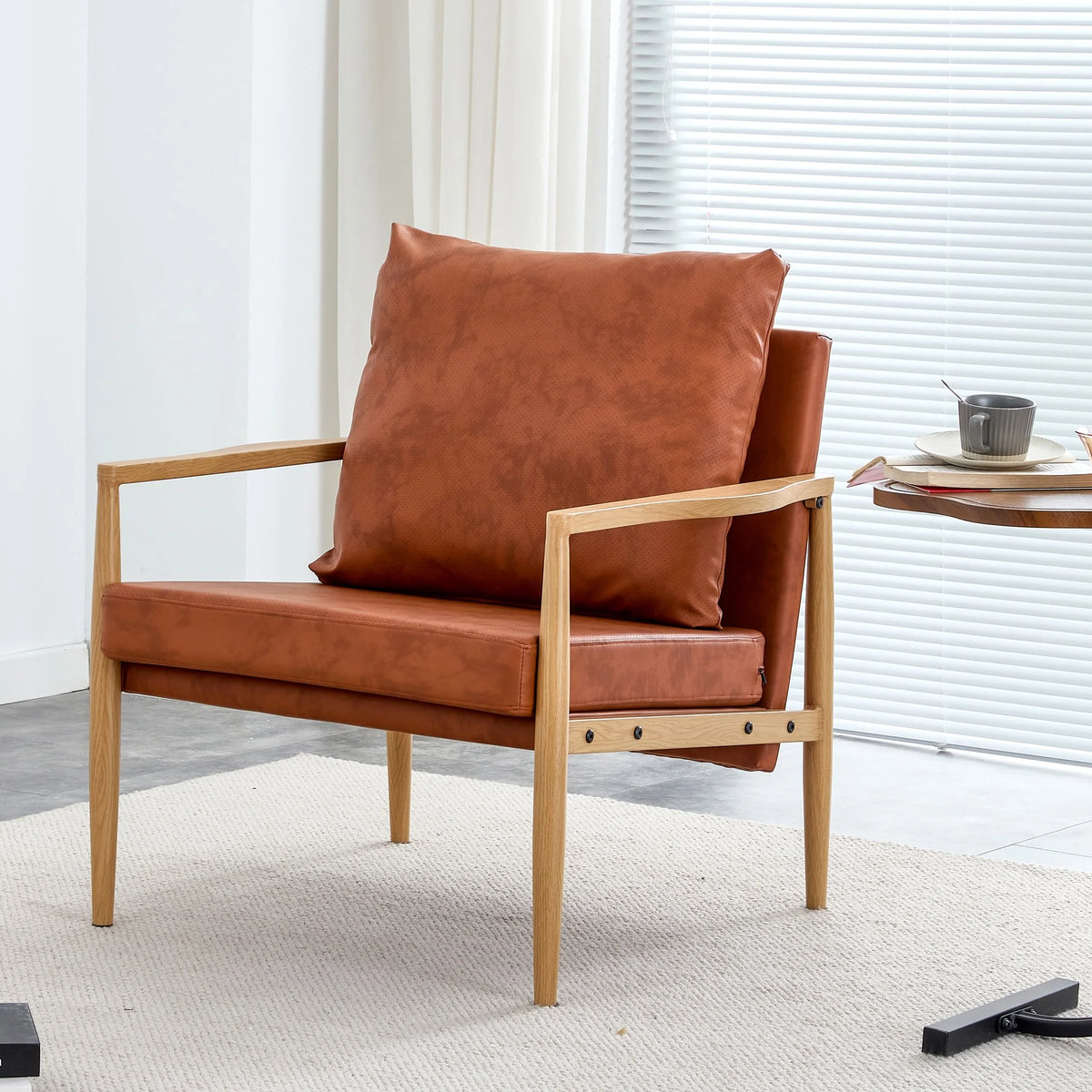 PU Leather Accent Arm Chair with Metal Frame U8905