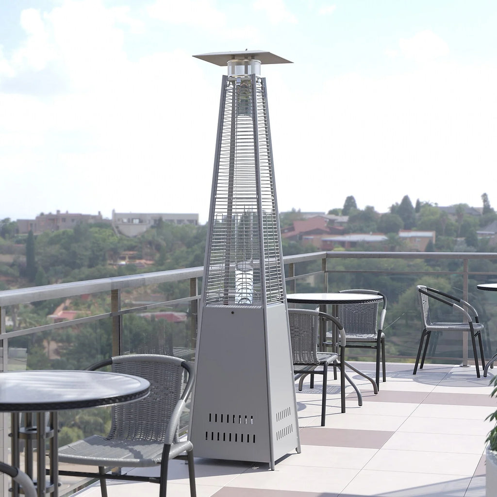 Silver Stainless Steel Propane Patio Heater with Wheels I977
