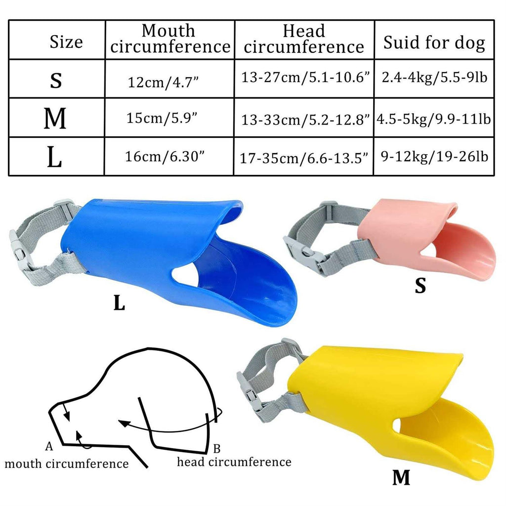3pcs Silicone Dog Muzzle Anti Barking Chewing Adjustable I394724