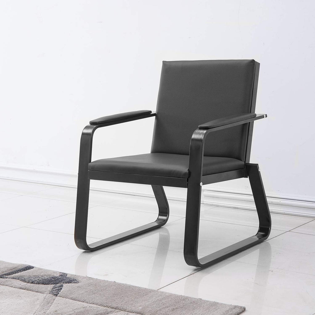 Black PU Leather Waiting Room Chair With Armrest O1400