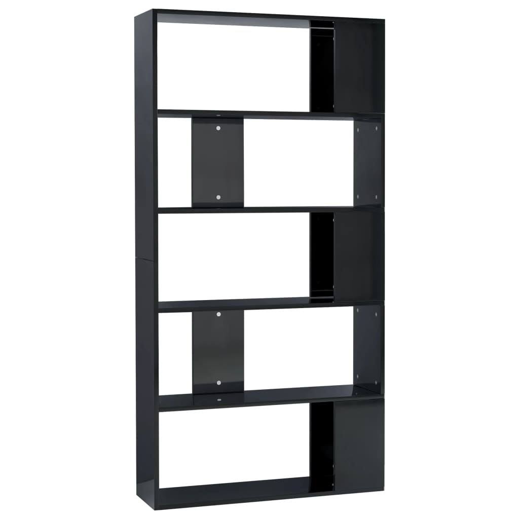 High Gloss Black Book Cabinet Room Divider Chipboard C4660