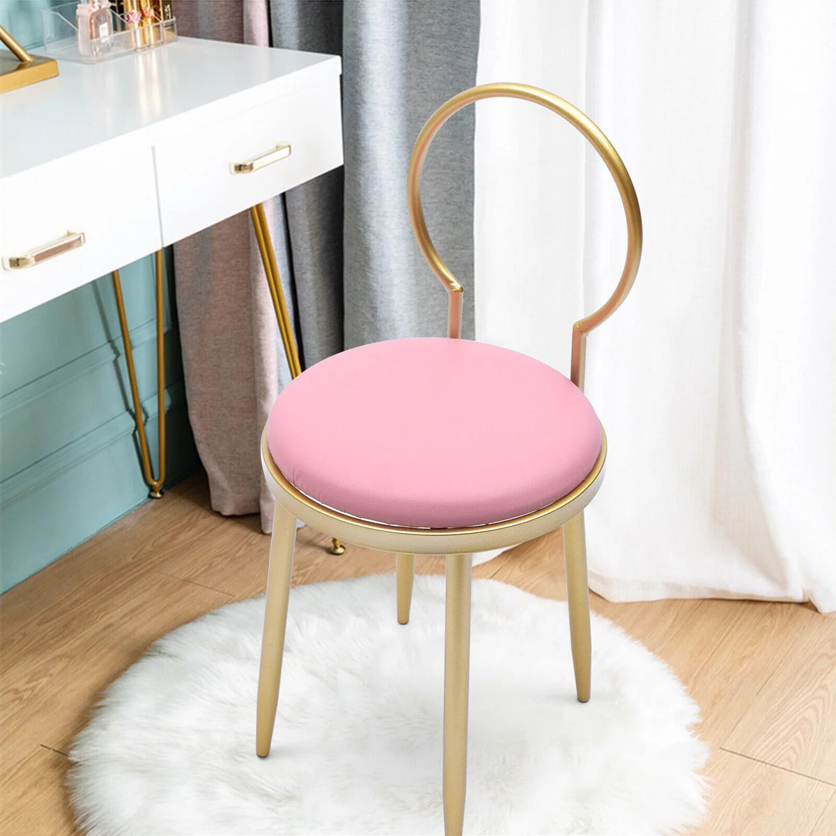 Vanity Stool Metal Frame Padded Cushion Z151