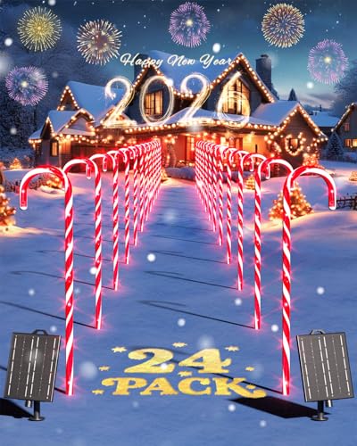 24 Pack 22" Solar Candy Cane Lights C546503