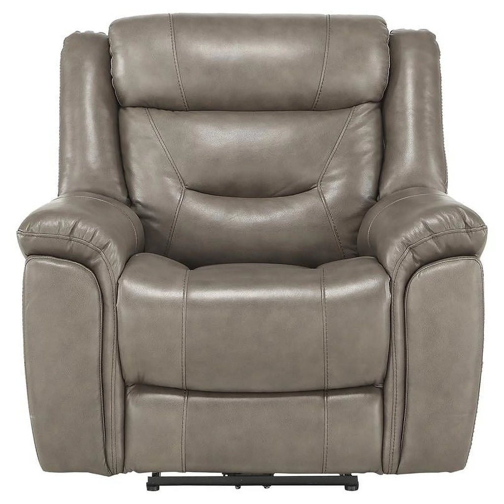 Brown Gray Italian Top Grain Leather Power Reclining Chair M119032