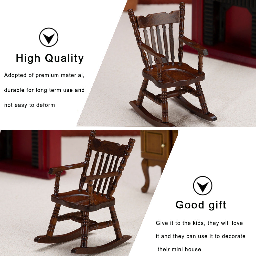 Walnut Dollhouse Rocking Chairs, 2 Pieces U4253