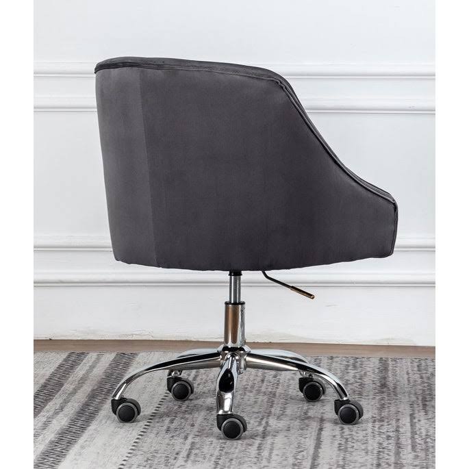 Cream Velvet Swivel Task Chair with Silver Base L77642