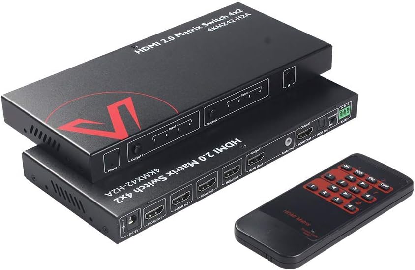 HDMI 2.0 Matrix Switch 4x2 4K@60Hz HDR HDCP 2.2 18Gbps S252458