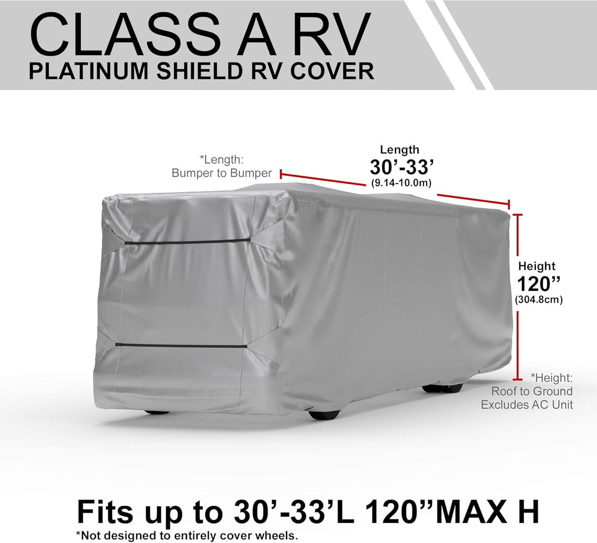 Weatherproof RV Cover for Class A RV 37' - 40' Long with Fleece Lining, Cable Lock, Storage Bag & Wind Straps Q726987