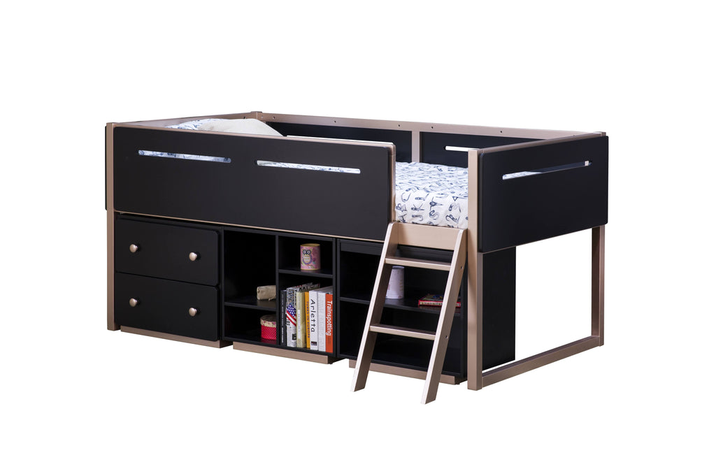 Black Rose Gold Loft Bed B9887