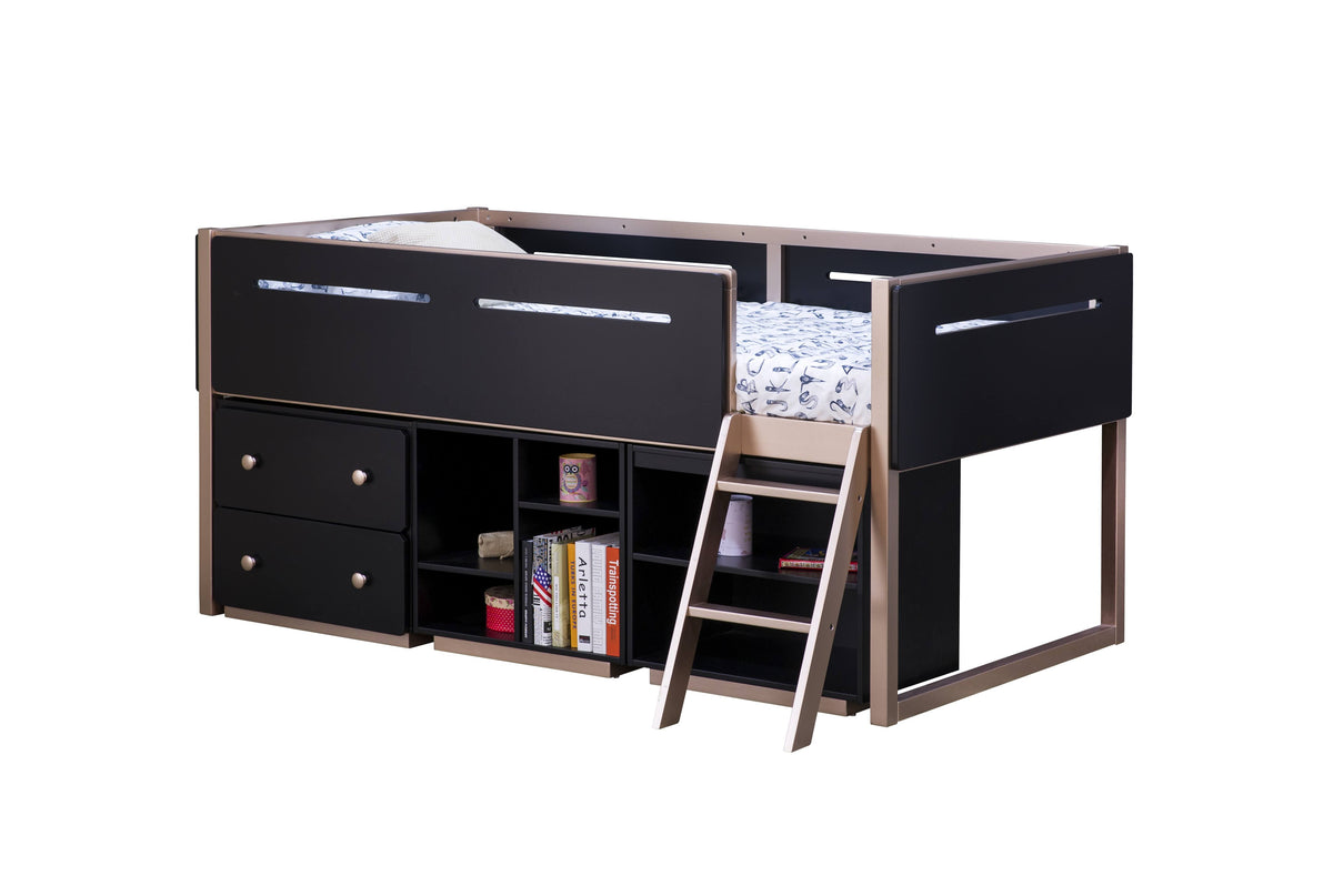 Black Rose Gold Loft Bed B9887