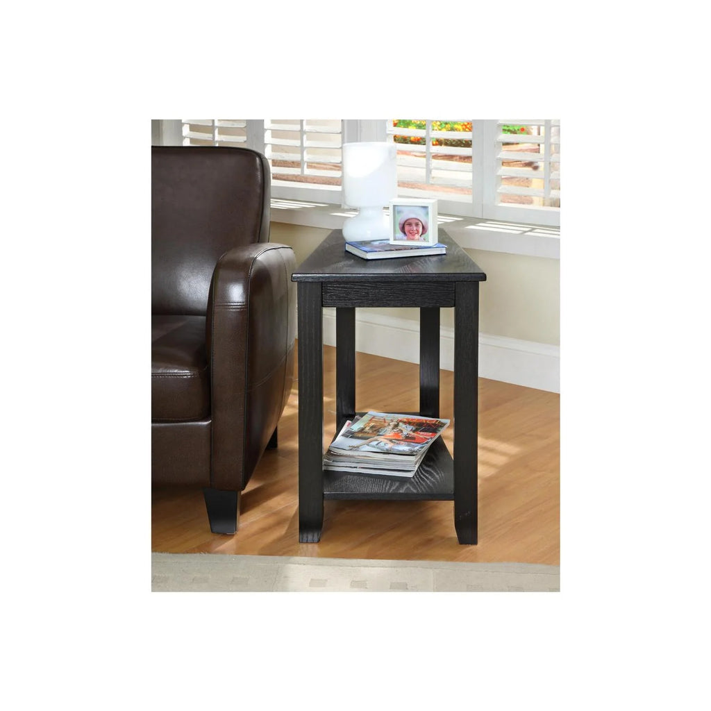 Wood Wedged Chair Side Table with Bottom Shelf O295629
