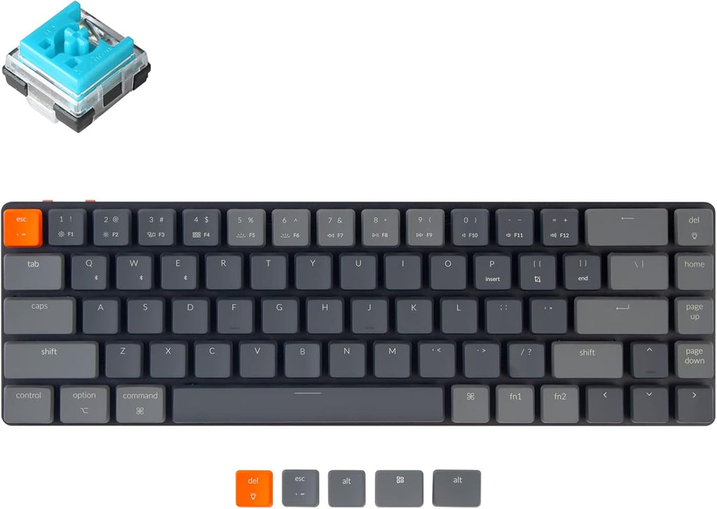 65% Layout Ultra-Slim Wireless Bluetooth Wired Mechanical Keyboard with Low-Profile Optical Blue Switch RGB Backlit 68 Keys M46563