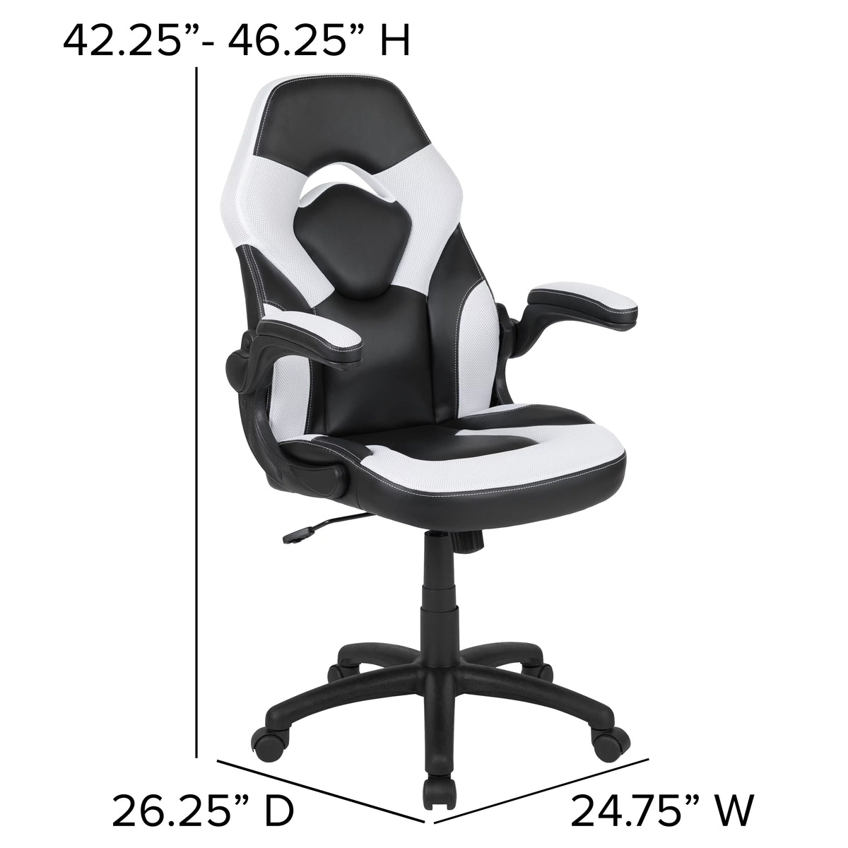 Black and White Gaming Desk with Cup and Headphone Holders K320