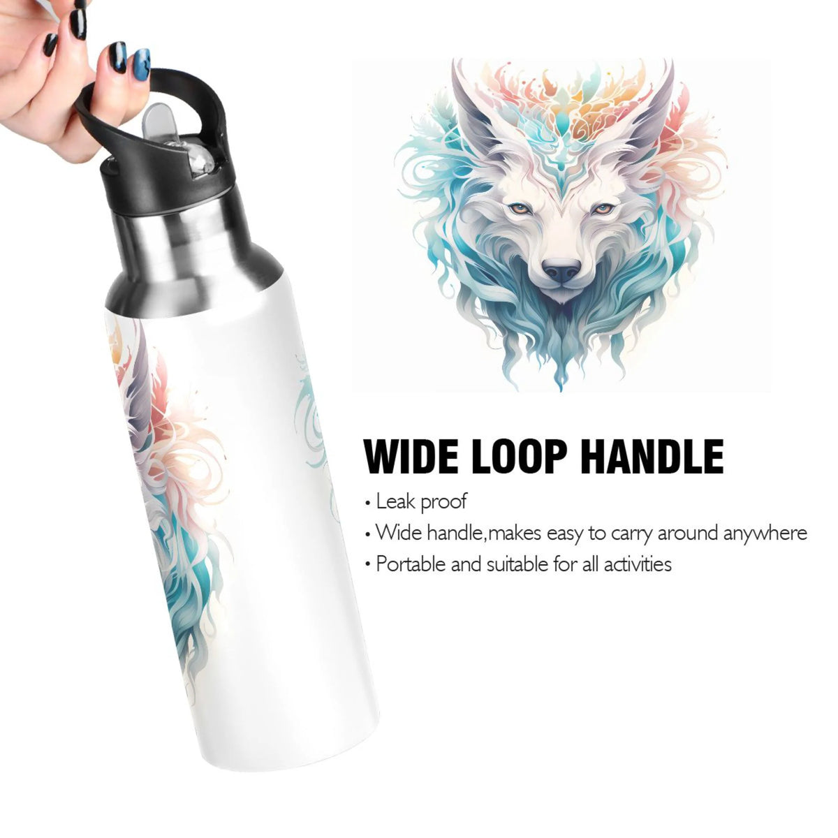Blue Stainless Steel Insulated Water Bottle with Straw Lid Y24048