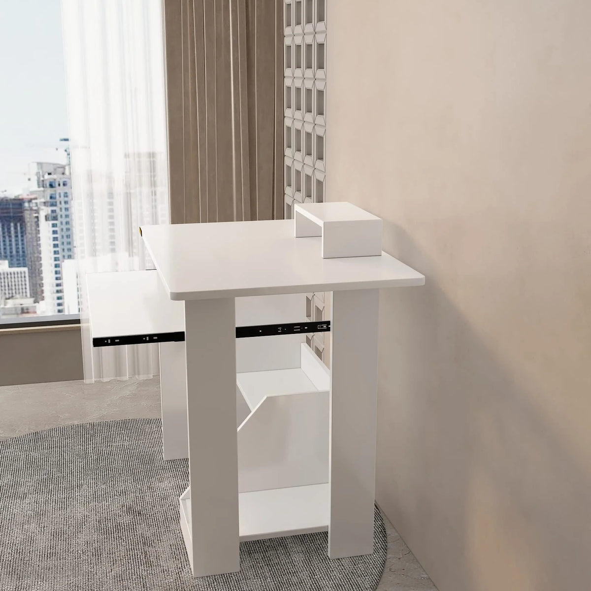 30 Inch Computer Desk with CPU Stand and Monitor Shelf Z2859