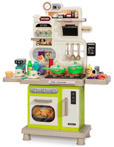 Kids Kitchen Playset with Sound & Light, Play Sink and Play Food J47062
