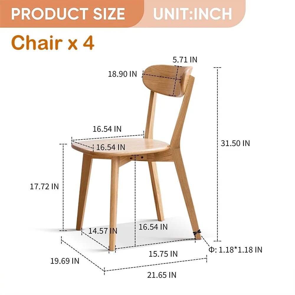 Solid Oak Wood Dining Chairs Set of 4 L7609