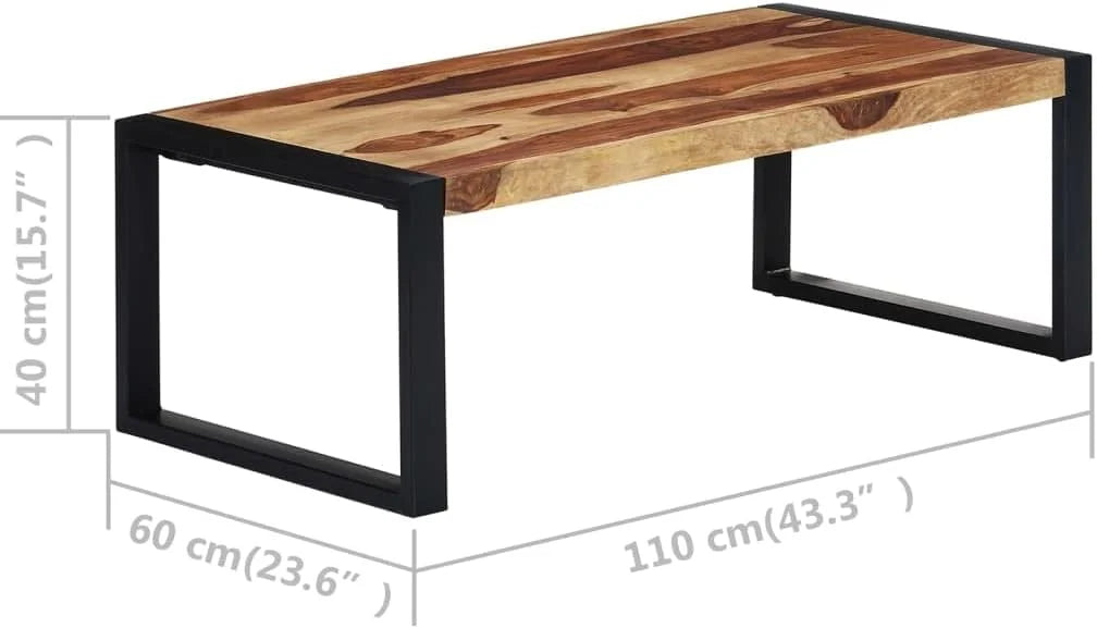 Rectangular Sheesham Wood Coffee Table with Steel Legs W297939