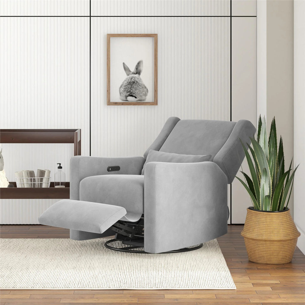 Gray Velvet Swivel Glider Recliner N937