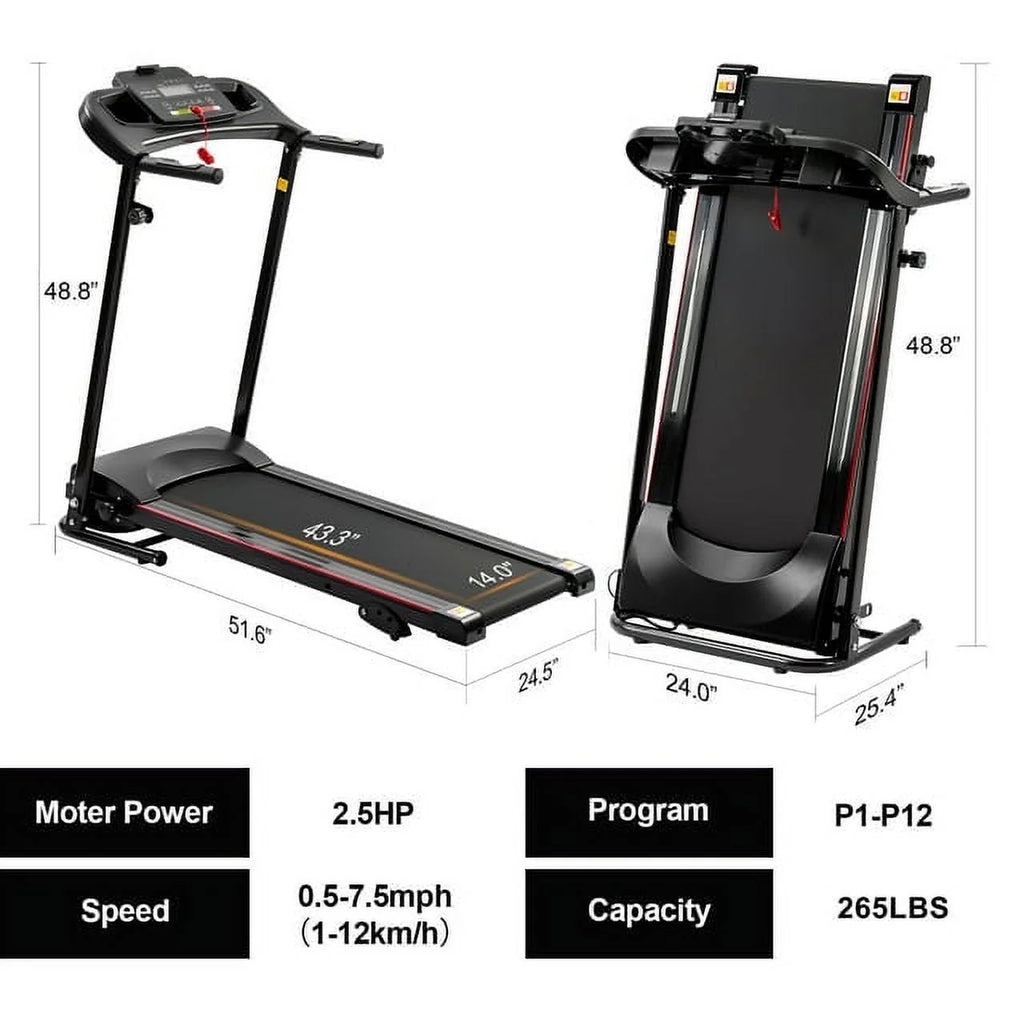 Folding Incline Treadmill 265lbs 2.5HP T20385