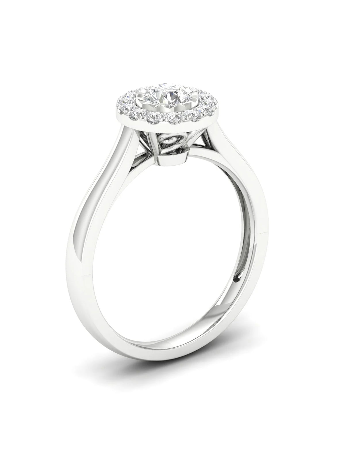 10K White Gold Single Stone Halo Engagement Ring C454659