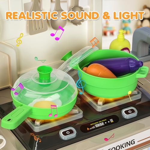 Kids Kitchen Playset with Sound & Light, Play Sink and Play Food J47062