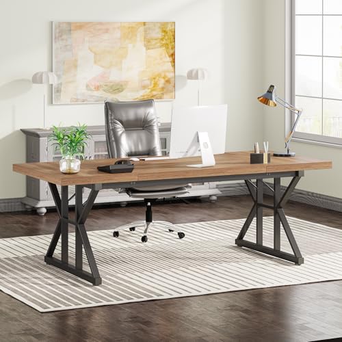 70.8 Inch Brown Black Executive Desk E274