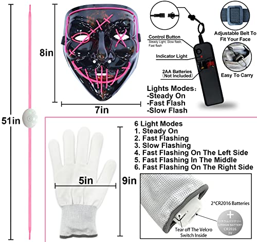 Halloween LED Mask Light Up Gloves and Glow Shoelaces O999588