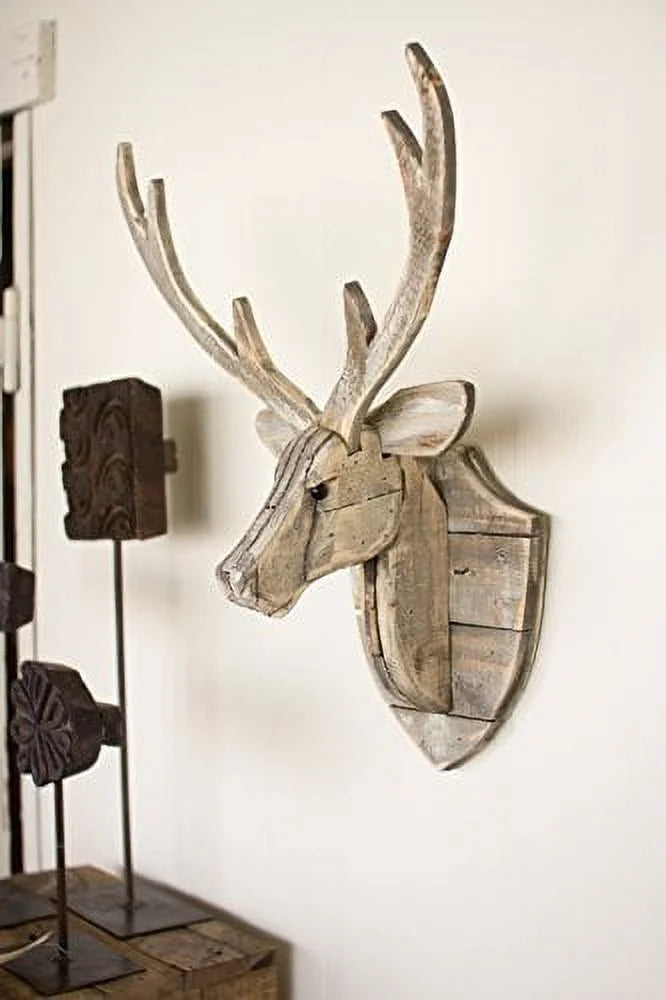 Recycled Wooden Deer Head Wall Hanging V8400