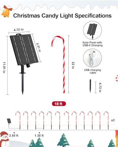 24 Pack 22" Solar Candy Cane Lights C546503