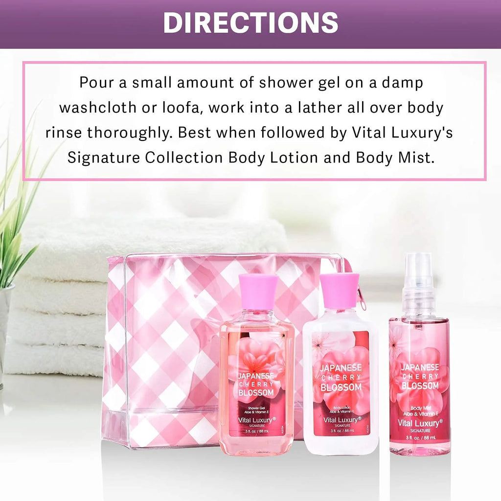 Japanese Cherry Blossom 3 Piece Set Shower Gel, Mist, and Lotion R86436