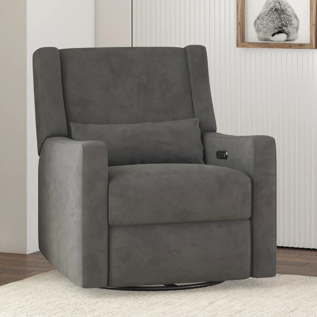 Gray Velvet Swivel Glider Recliner N937