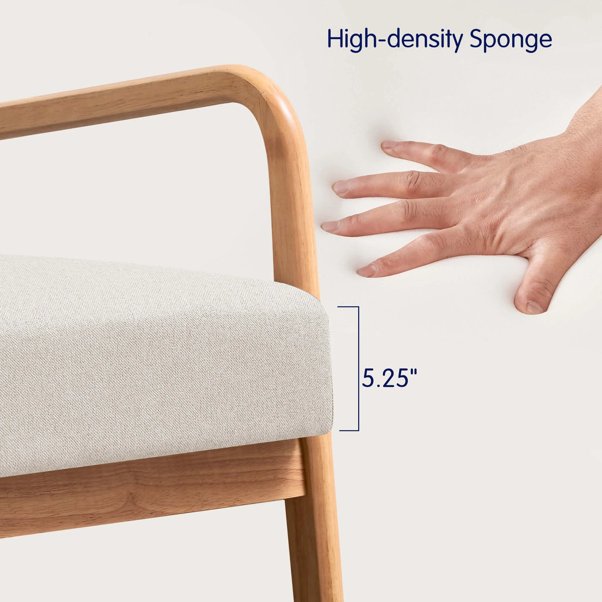 Linen Upholstered Accent Chair with Solid Wood Frame, Beige C641