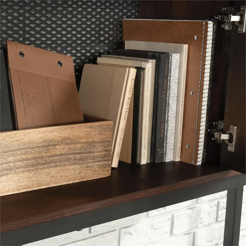 Engineered Wood and Metal Large Hutch in Barrel Oak T8452
