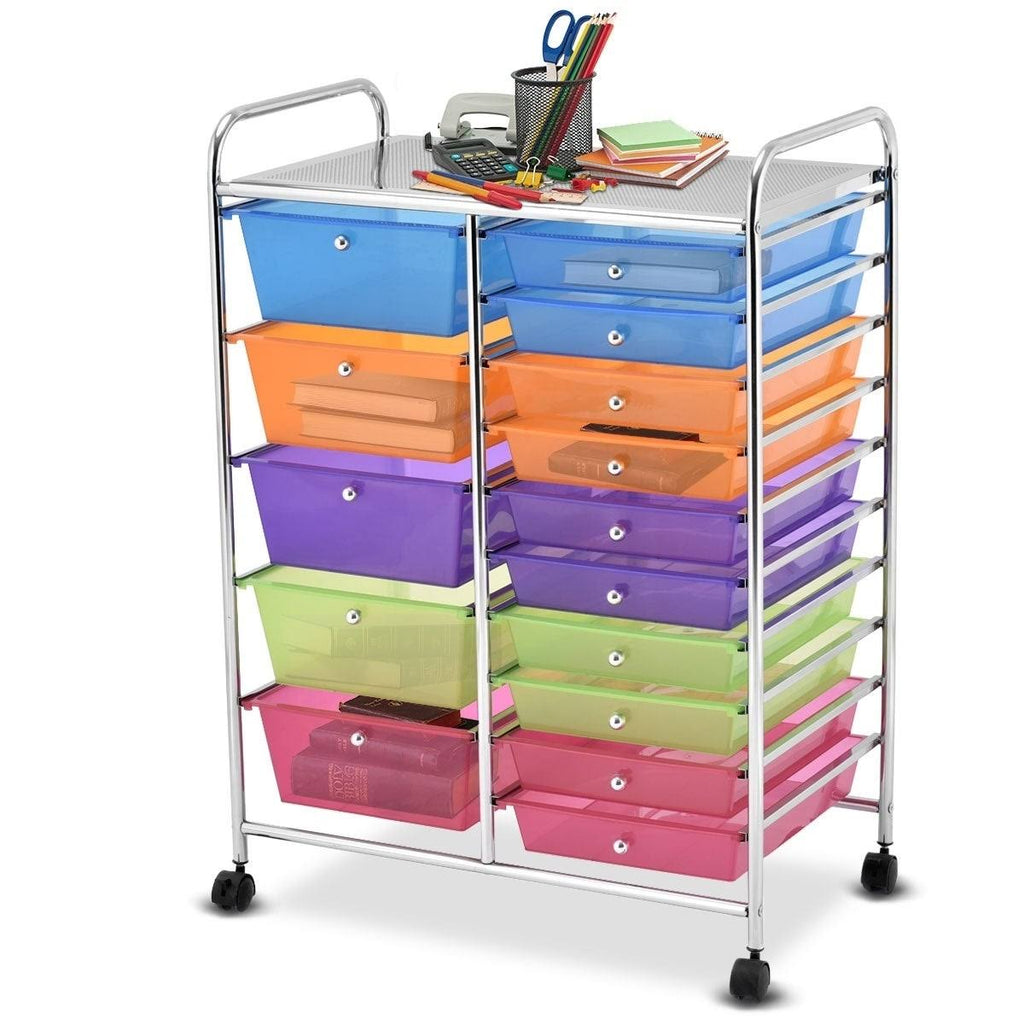 15-Drawer Utility Organizer Rolling Cart with Wheels D68624