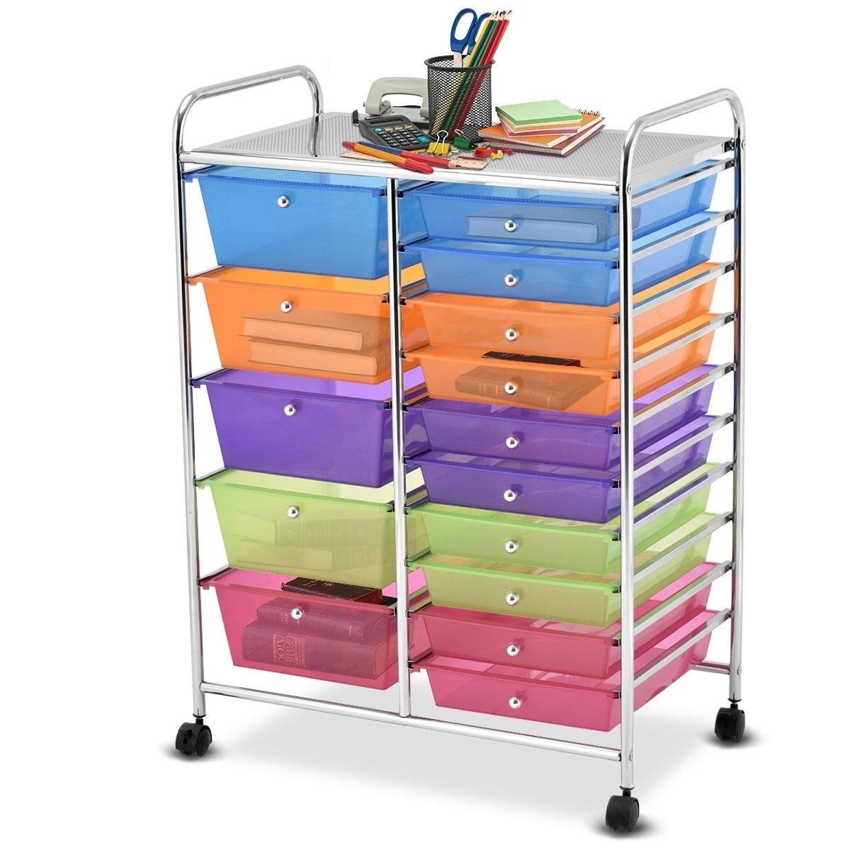 15-Drawer Utility Organizer Rolling Cart with Wheels D68624